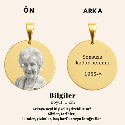 Kişiye Özel Fotoğraflı Yuvarlak Kolye