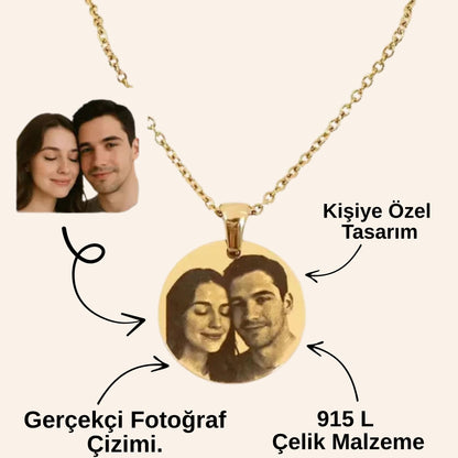 Kişiye Özel Fotoğraflı Yuvarlak Kolye
